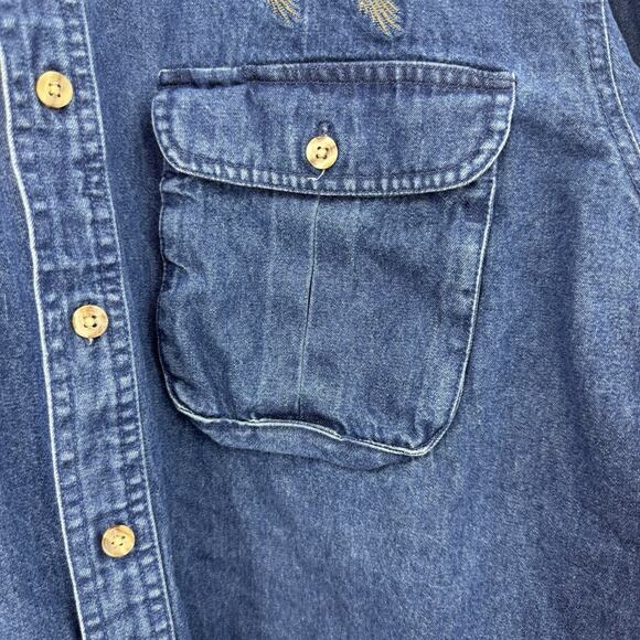 Hunters Select Denim Hunting Shirt Blaze Orange Pheasant Embroidery Men XL Ranch - Picture 4 of 11